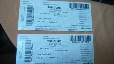 2 entradasthe cure barcelona nov 2016